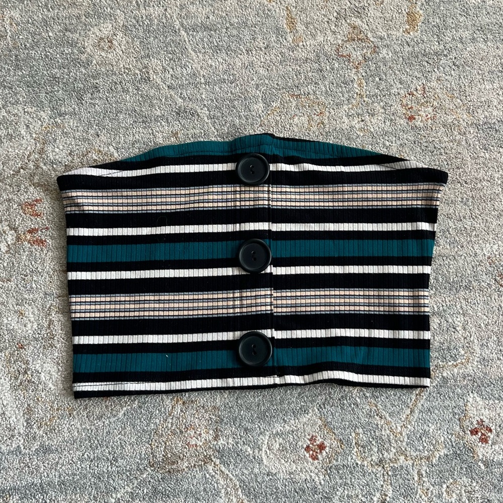 Urban Outfitters Black and Teal Striped Top
